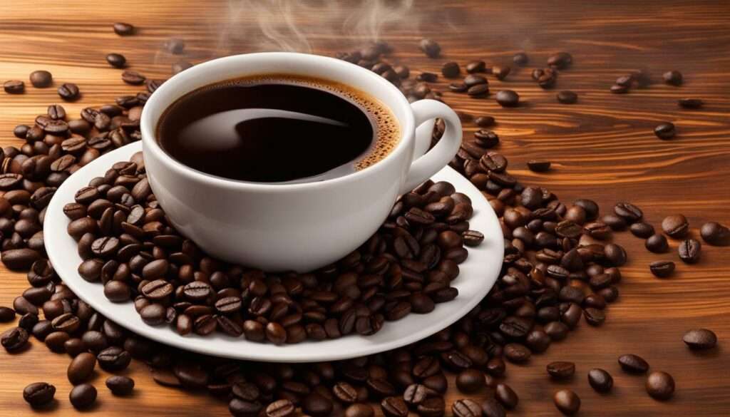 Kaffeetasse und Kaffeebohnen Kaffeetasse und Kaffeebohnen