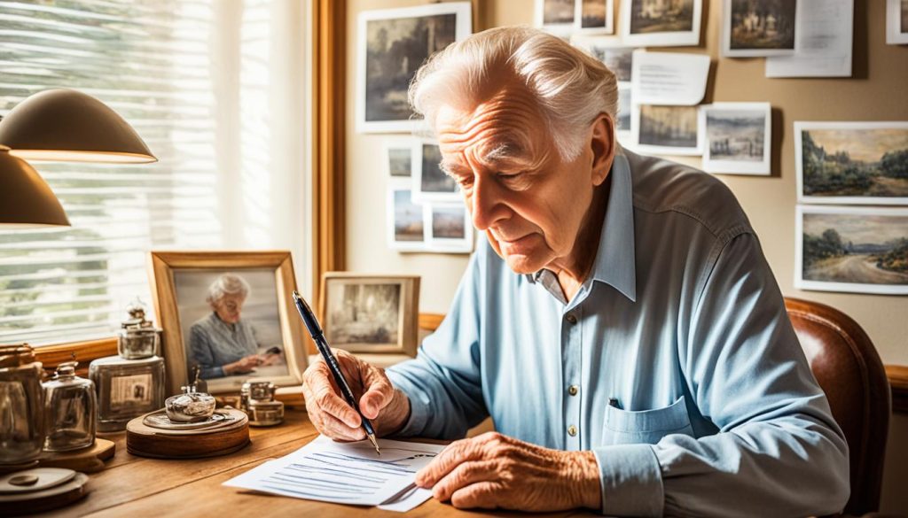trauerkarte schreiben älterer mensch