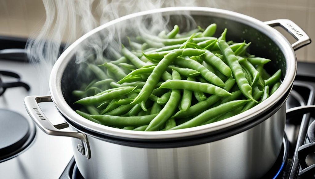 Dünsten von Bohnen Dünsten von Bohnen