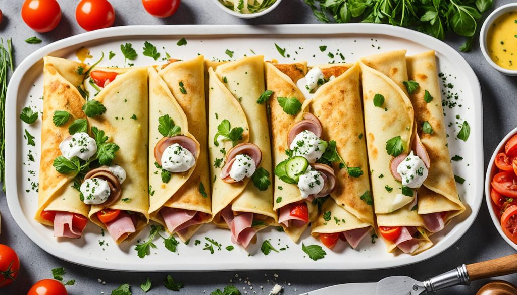 Herzhafte Eierkuchen mit verschiedenen Füllungen Herzhafte Eierkuchen mit verschiedenen Füllungen