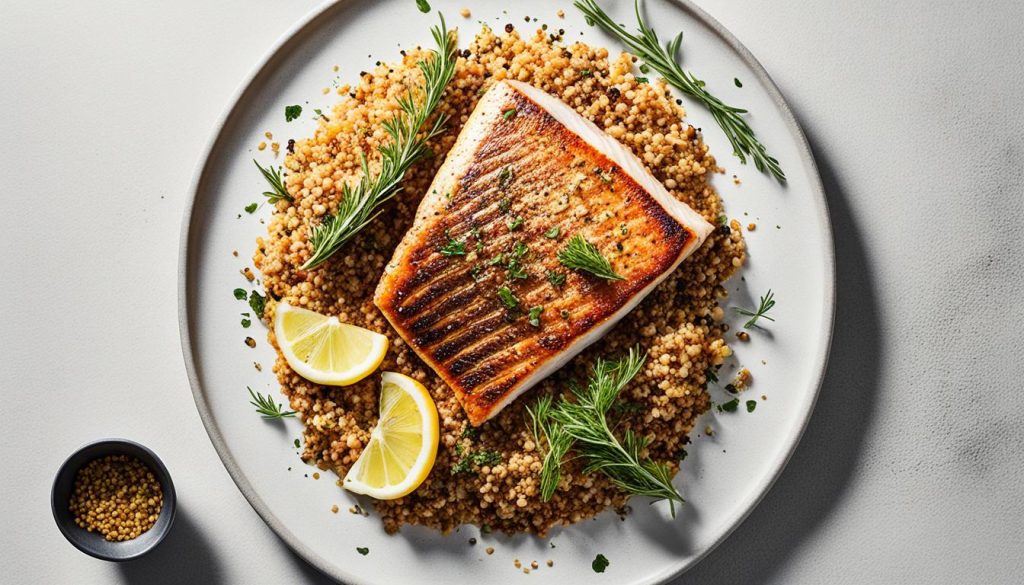 Hirse Beilage mit Fisch Hirse Beilage mit Fisch