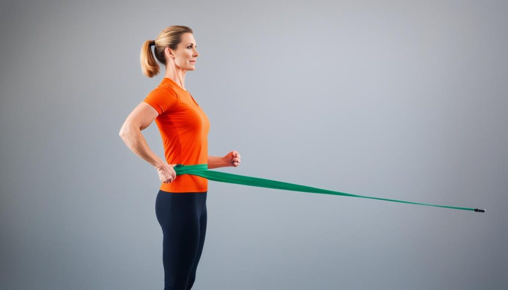 Korrekte Körperhaltung bei Theraband Übungen Korrekte Körperhaltung bei Theraband Übungen