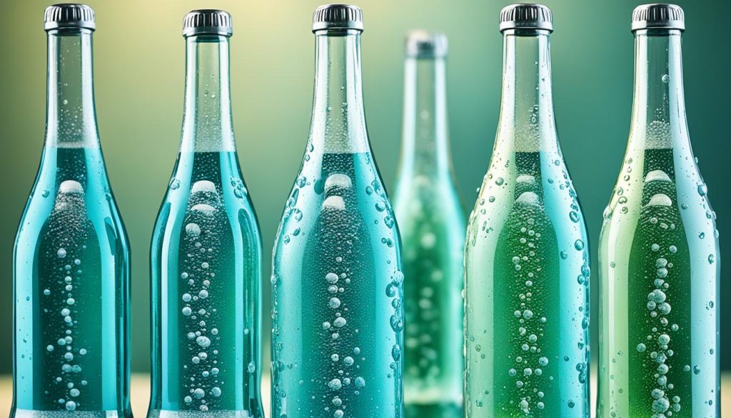 Wassersprudlerflaschen mit verschiedenen Sprudelstärken Wassersprudlerflaschen mit verschiedenen Sprudelstärken