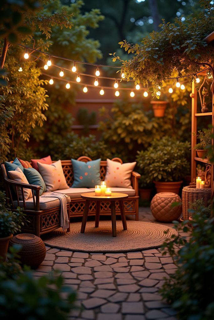 Boho Gartenideen für Lichterketten Deko-Titel