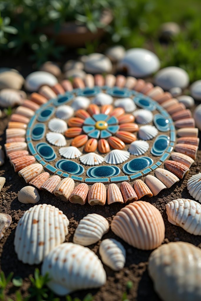 Muschel-Mosaik Ideen für den Garten-Titel